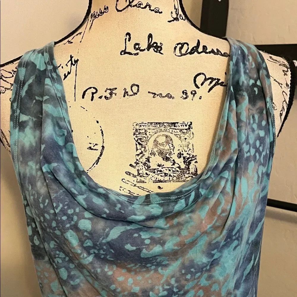 Guess Y2K Blue Patterned Design Pullover Racerback Top Bohemian - Picture 2 of 9